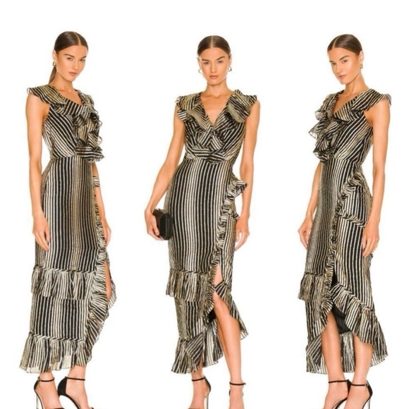 SALONI Black and Cream High Low Dress - Picture 1 of 10